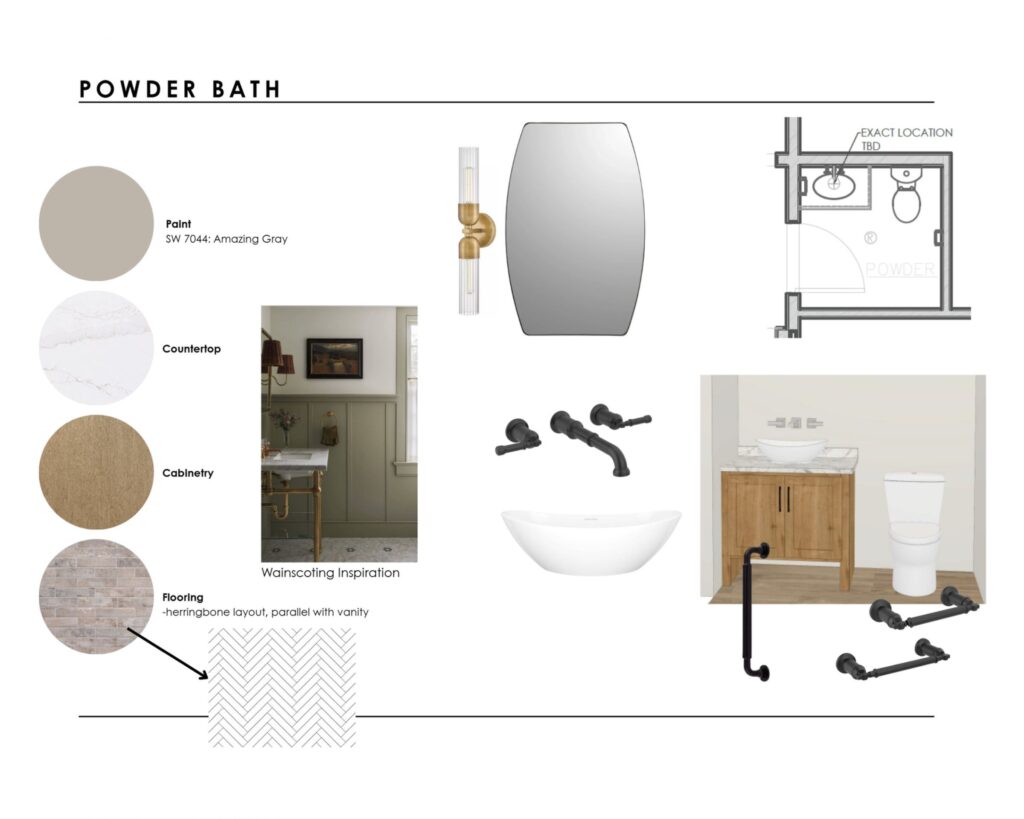 Concept board for a bathroom interior design